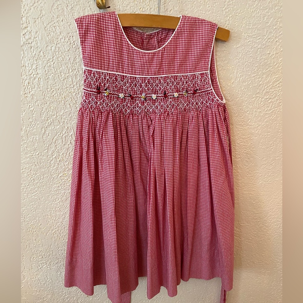Baby/Toddler Girl Red Gingham Knit Smocked Dress 2T